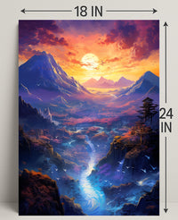 Enchanted Valley At Sunset Poster
