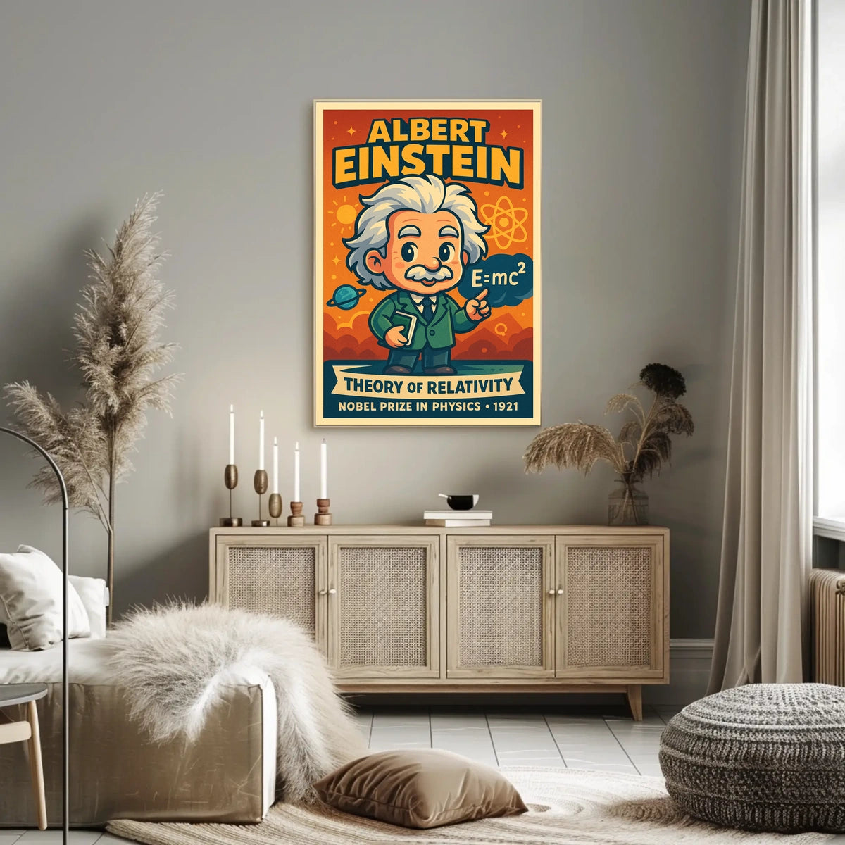 Iconic Einstein Relativity Scenic Science Inspired Wall Art Home Decor Wanderlust Gift Poster