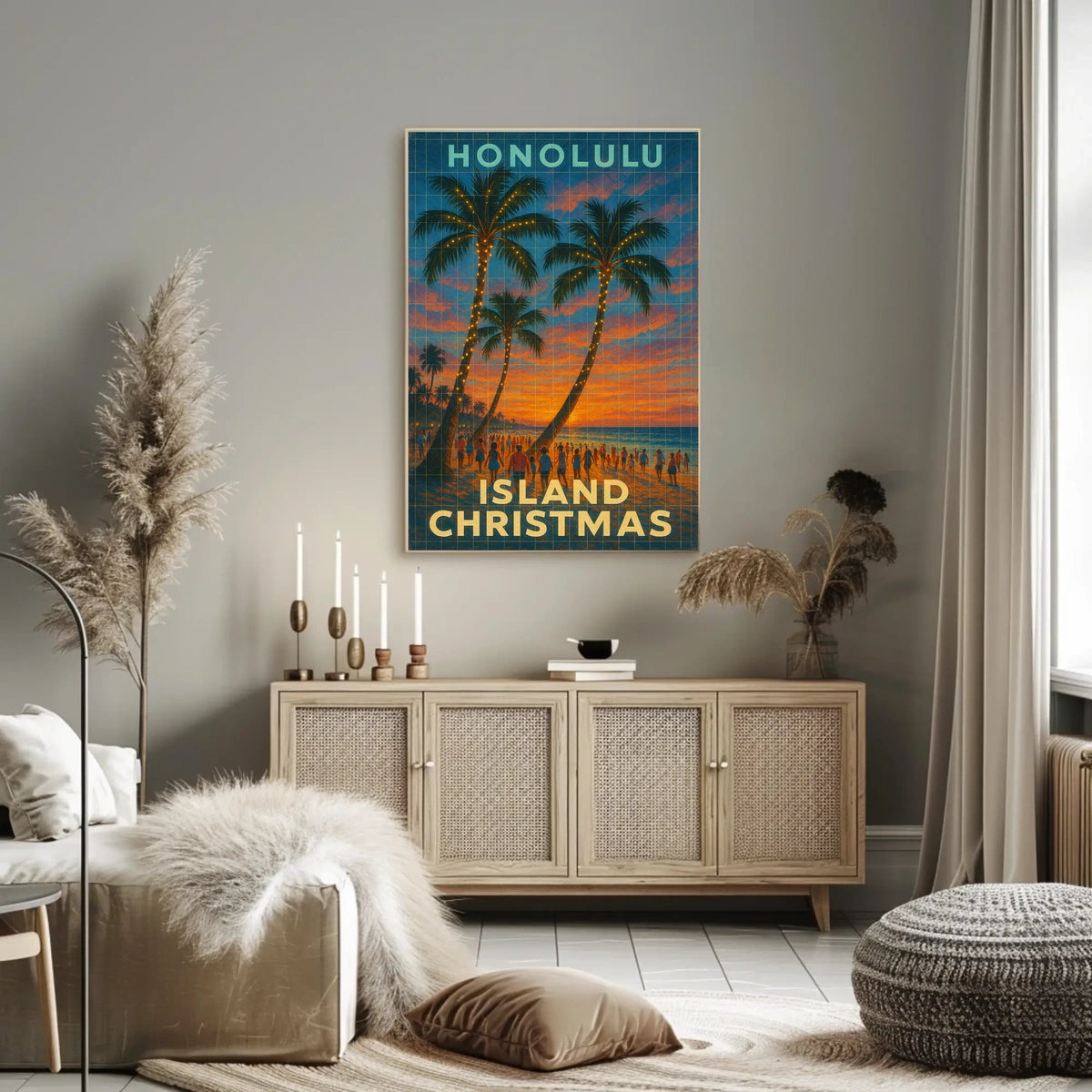 Honolulu Island Christmas Poster
