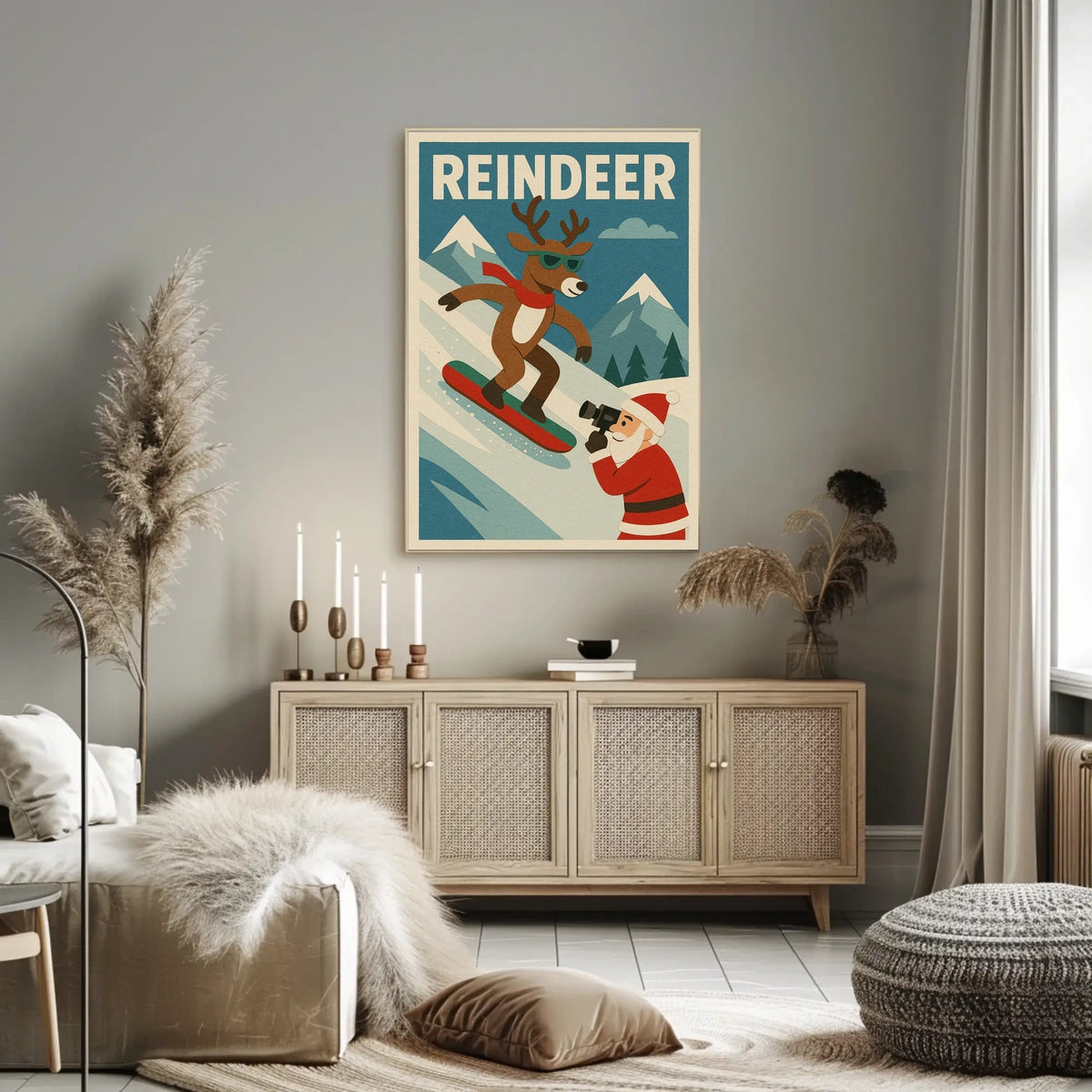 Reindeer On The Slopes Poster