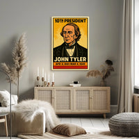 John Tyler 10th President of the United States Inked Comic Style Poster