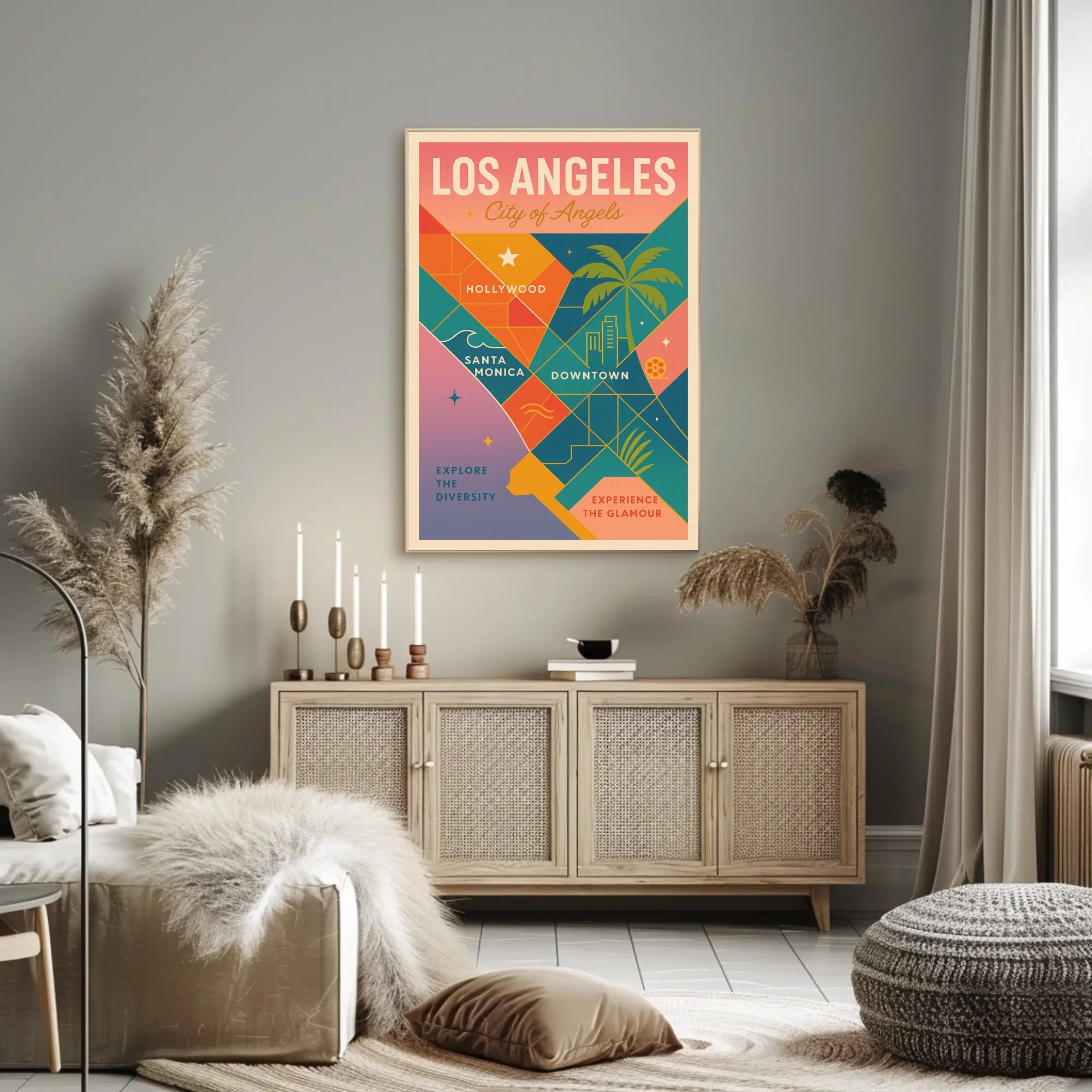 Vibrant Los Angeles Map Retro-Modern Travel Poster PosterGoat