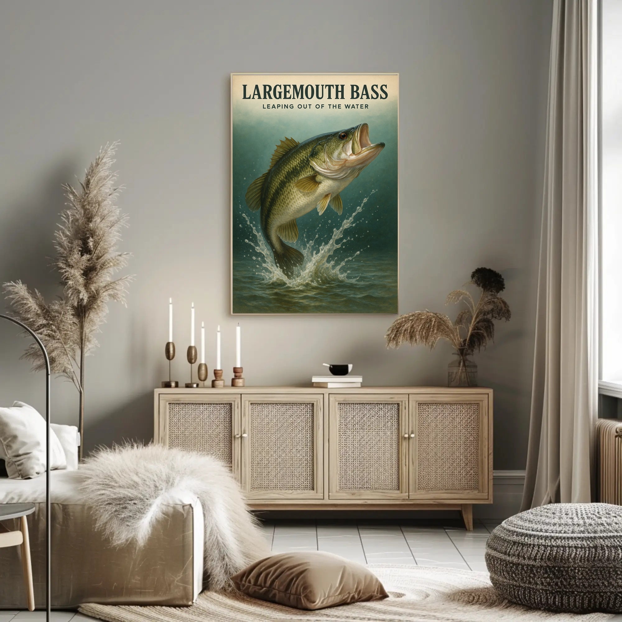 Largemouth Bass  Leaping Out of the Water Poster PosterGoat