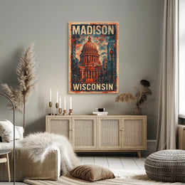 Madison Capitol Vintage Travel Poster