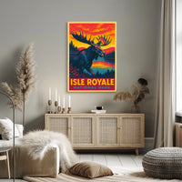 Isle Royale Moose Vintage Adventure Poster