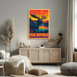 Isle Royale Moose Vintage Adventure Poster