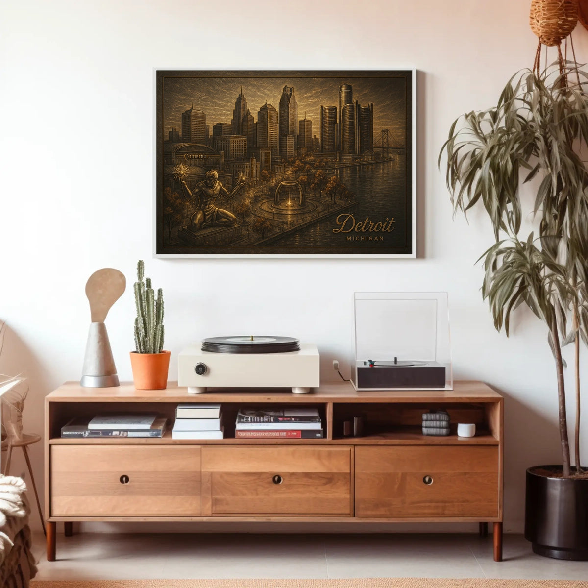 Detroit Skyline Urban Life Photography Realism Poster