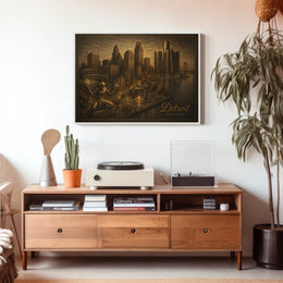 Detroit Skyline Urban Life Photography Realism Poster