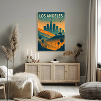 Los Angeles Skyline Retro Art Urban or Cityscape Poster