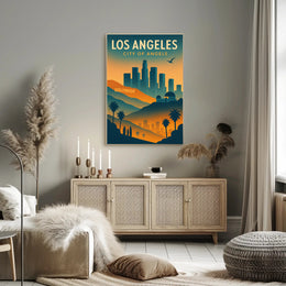 Los Angeles Skyline Retro Art Urban or Cityscape Poster