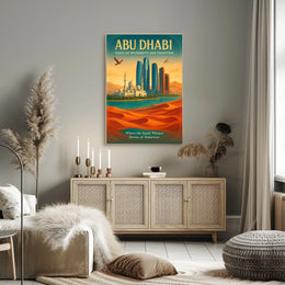 Abu Dhabi Modern Tradition Cityscape Travel Poster