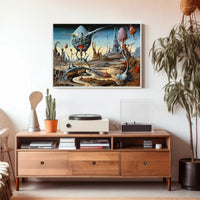 Surreal Alien Landscape with Futuristic Sci-Fi Poster
