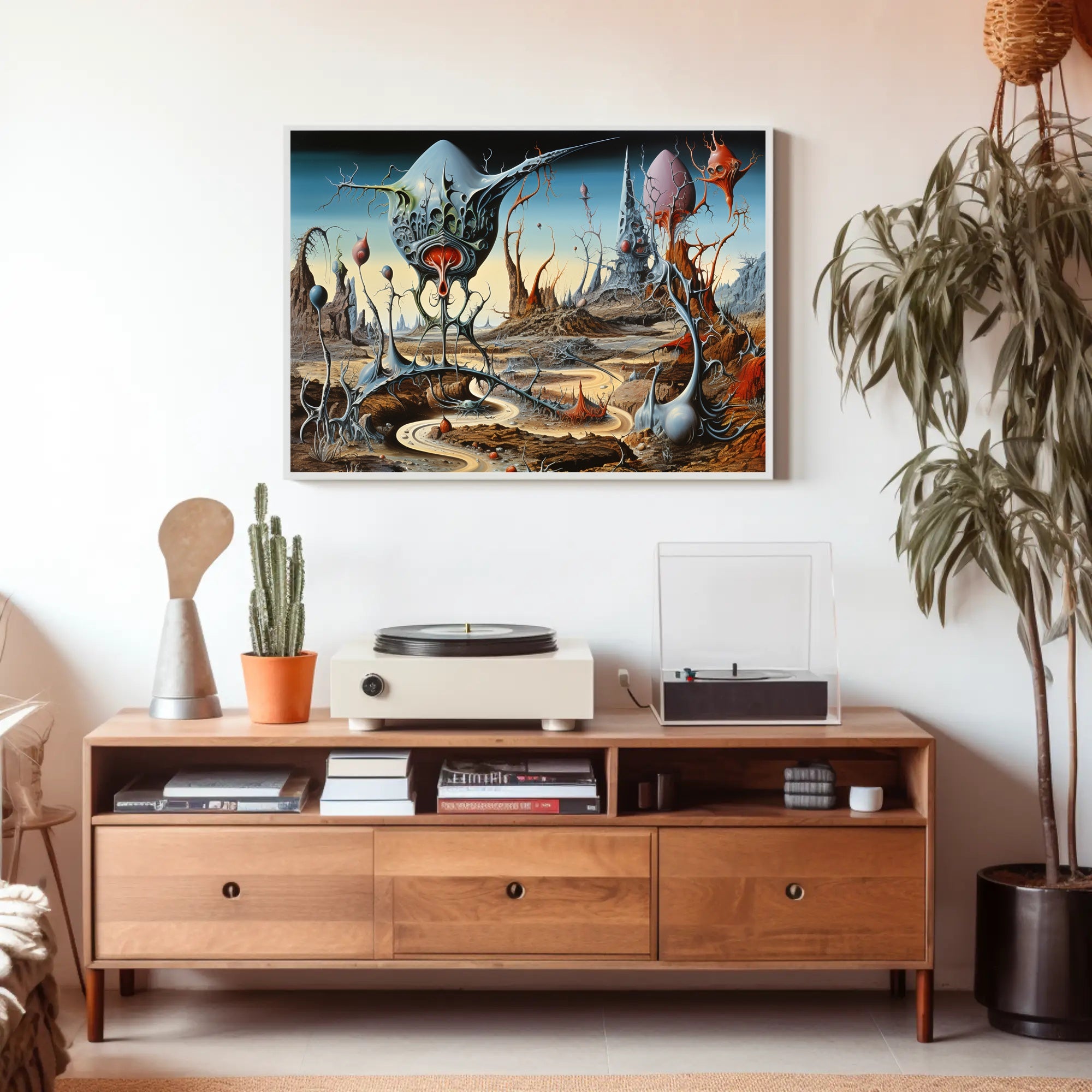 Surreal Alien Landscape with Futuristic Sci-Fi Poster