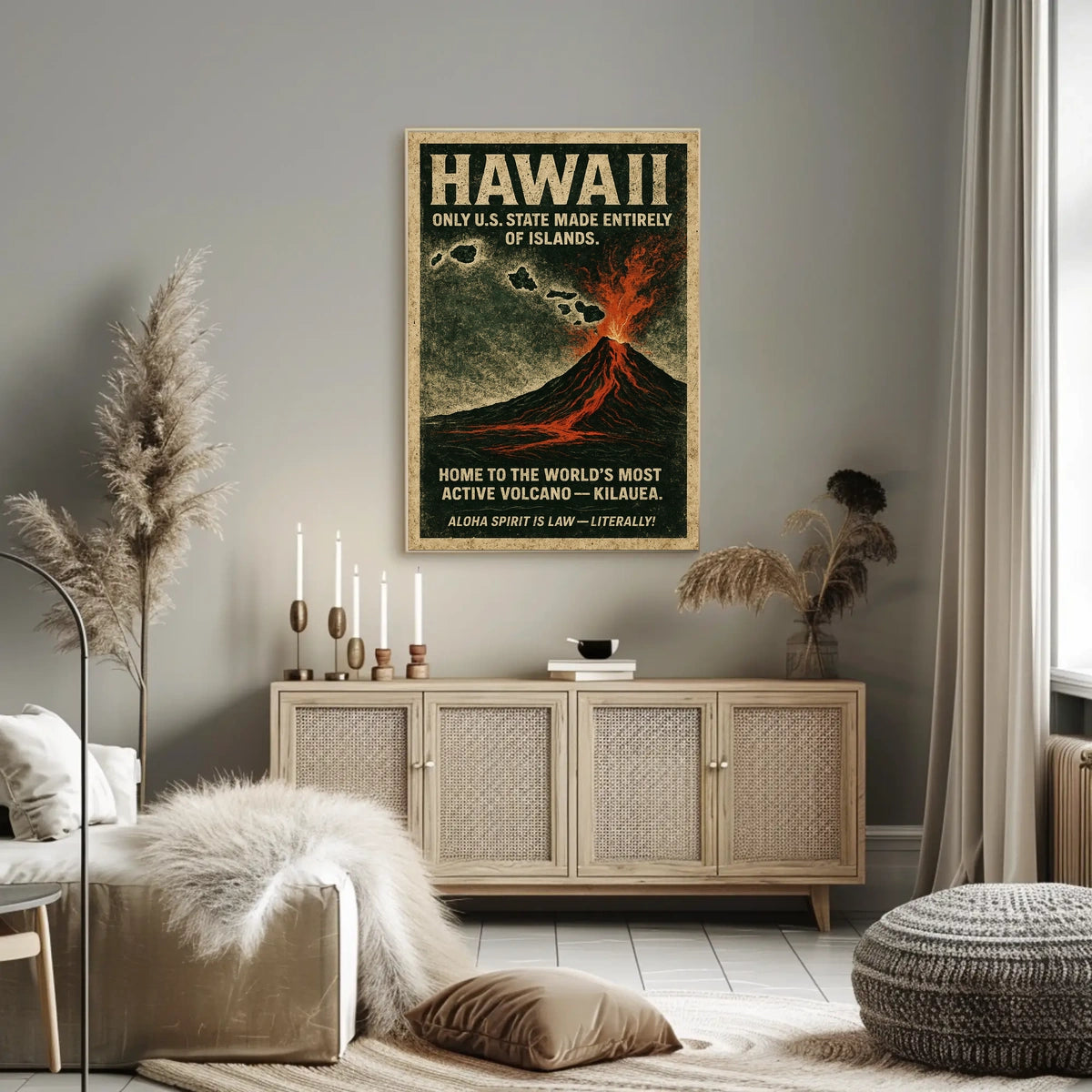 Hawaii Volcano Vintage Adventure Poster Art Print