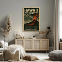 Hawaii Volcano Vintage Adventure Poster Art Print