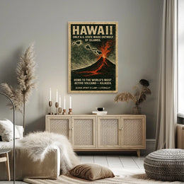 Hawaii Volcano Vintage Adventure Poster Art Print