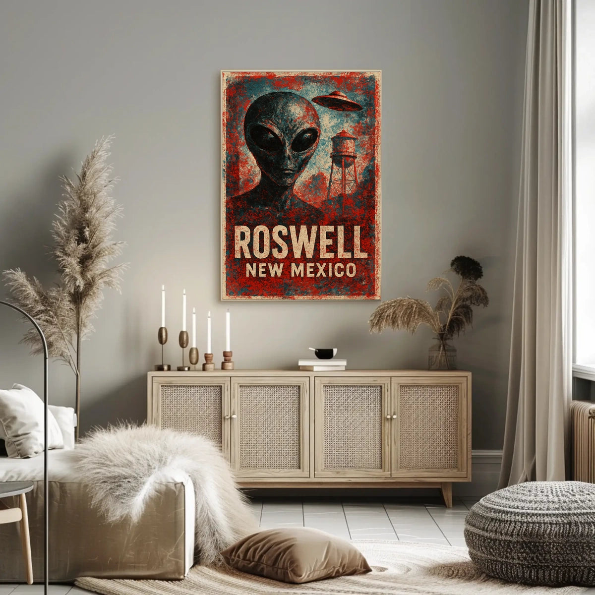 Roswell UFO Vintage Distressed SciFi Collectors Poster
