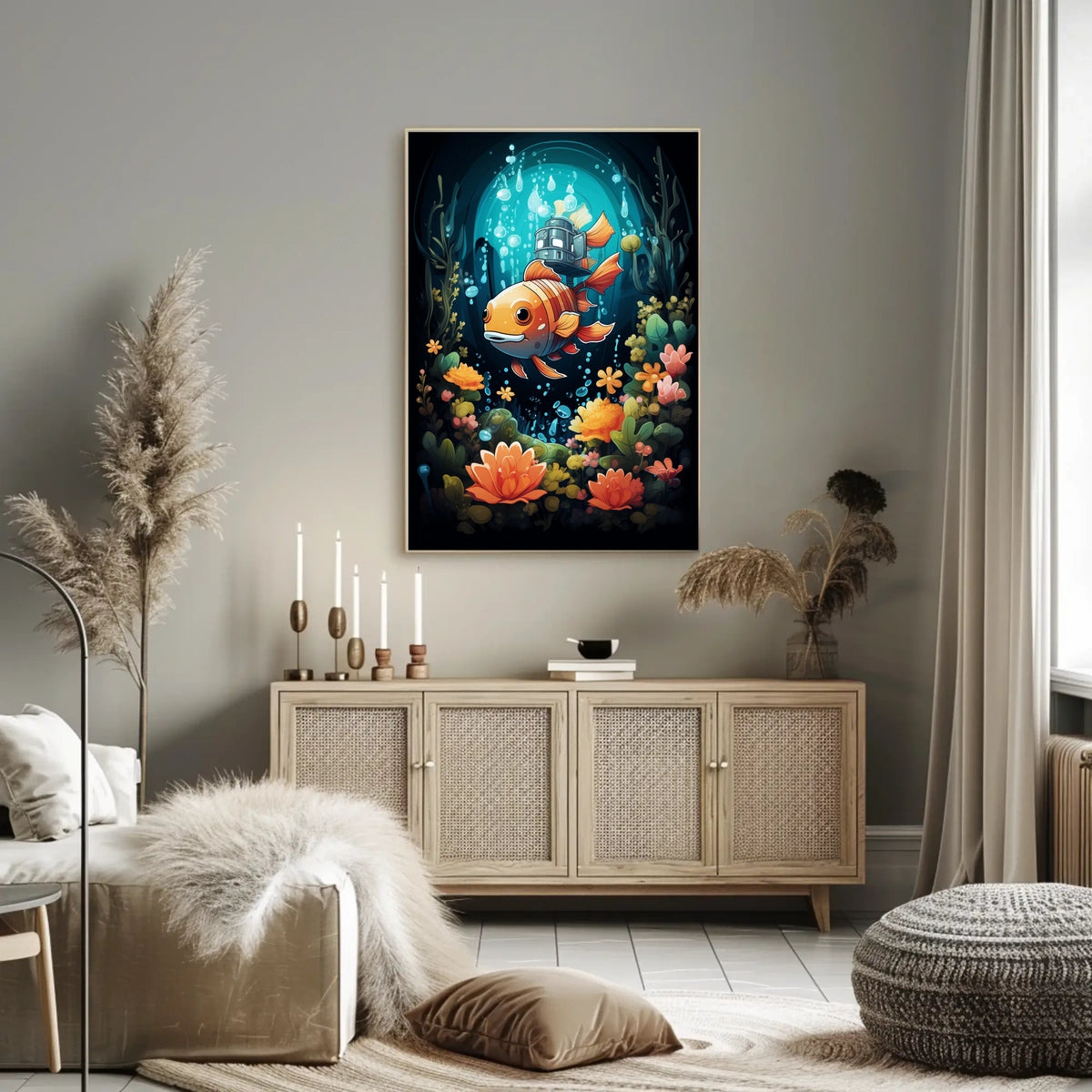 Whimsical Underwater Adventure Poster with Colorful Fish