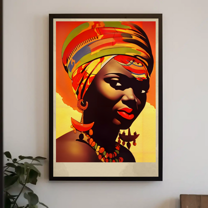 Bold African Woman Closeup Tribal Style Travel Poster
