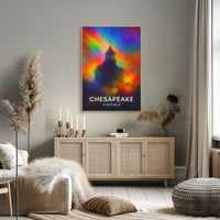 Chesapeake Virginia Scenic Travel Art Minimalist Realism Decor Souvenir Wanderlust Cityscape Inspiration Poster