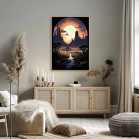 Moonlit Desert Landscape Poster