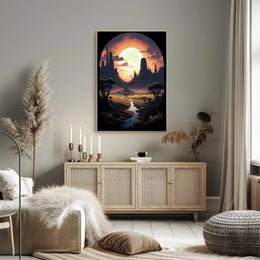 Moonlit Desert Landscape Poster