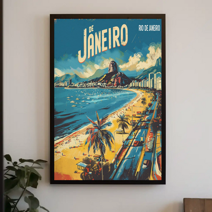Rio De Janeiro Brazil Coastline Sugarloaf Beach Travel Poster