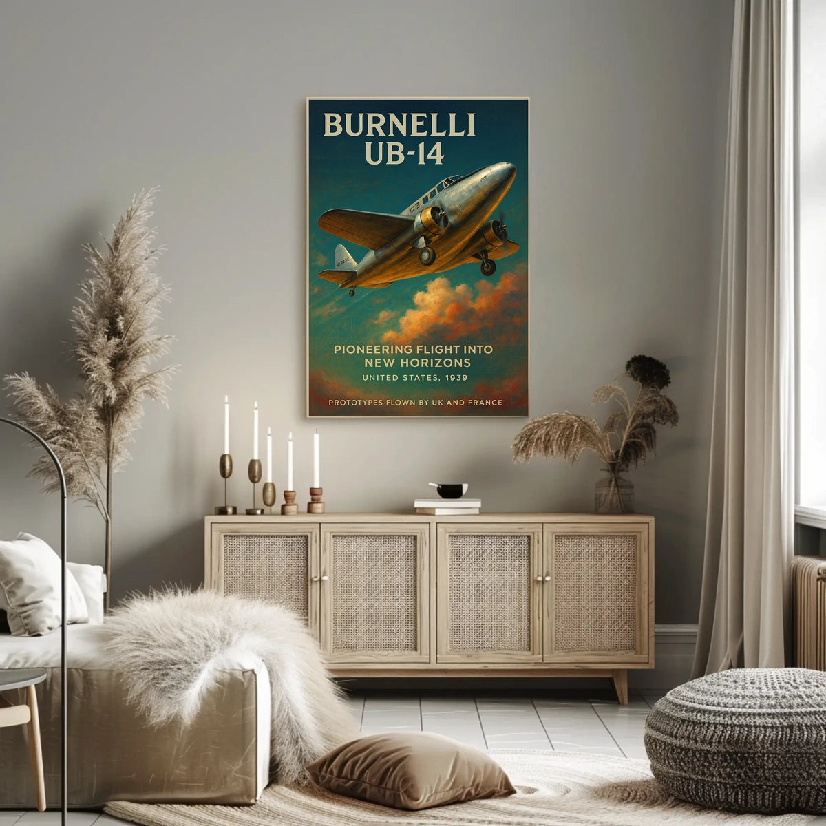 Burnelli UB-14 Vintage Aviation Poster Art 1939