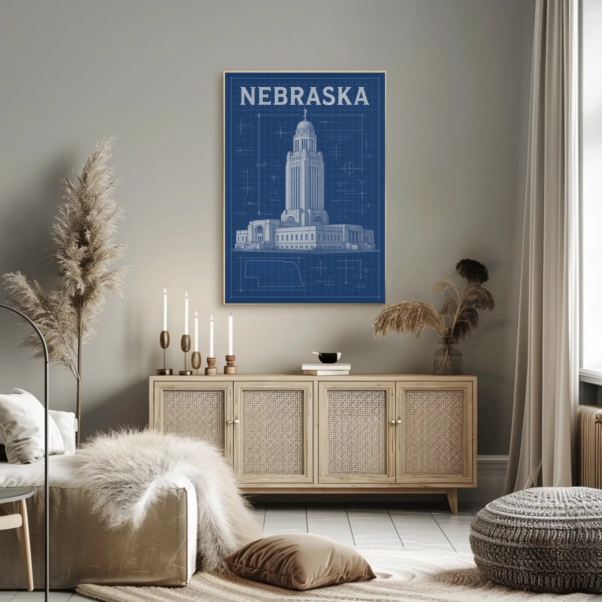 Nebraska State Capitol Blueprint Poster