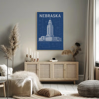 Nebraska State Capitol Blueprint Poster