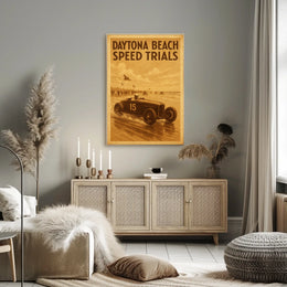 Vintage Car Race Daytona Beach Speed Excitement Poster