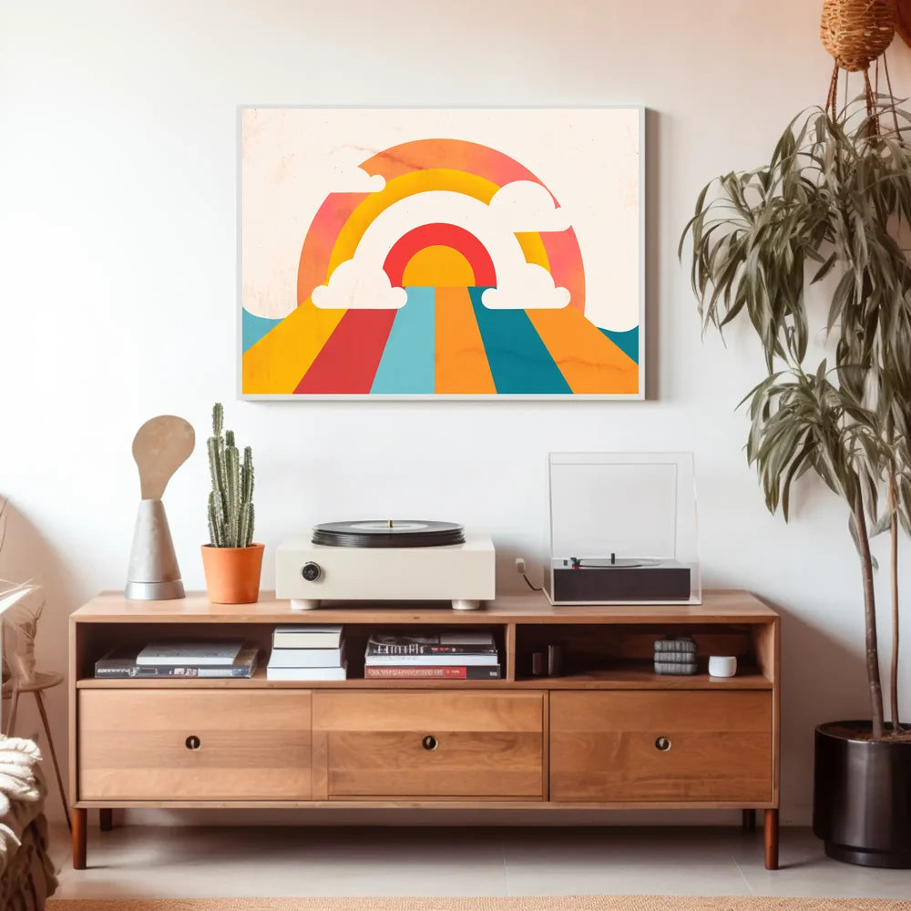 Retro Rainbow Mid-Century Modern Abstract Art Poster