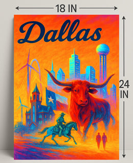 Dallas - Vibrant Cityscape Poster PosterGoat
