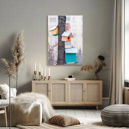Winter Birdhouses Poster