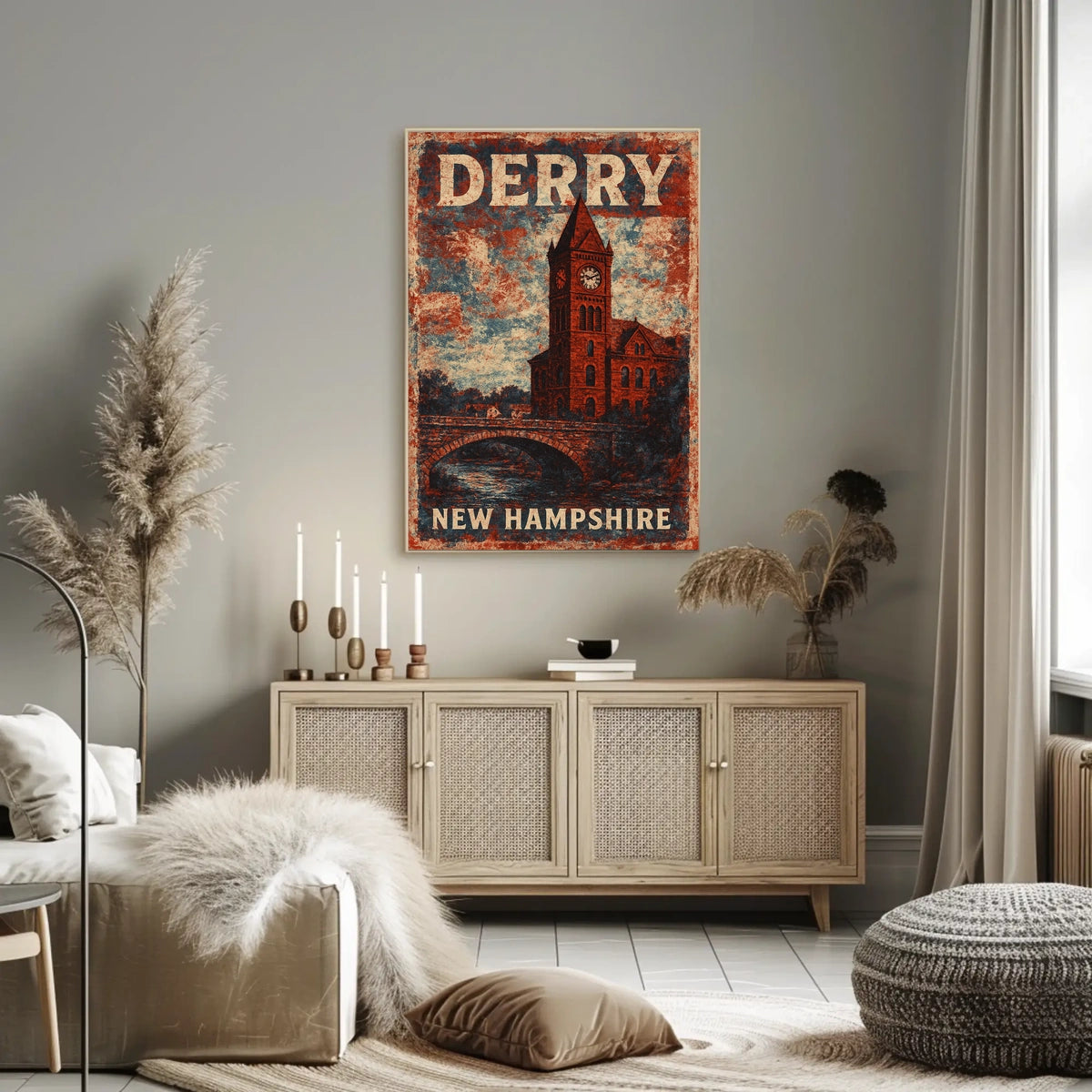 Derry New Hampshire Vintage Travel Scenic Retro Decor Poster