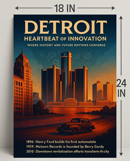 Detroit Heartbeat of Innovation Poster Art Print PosterGoat