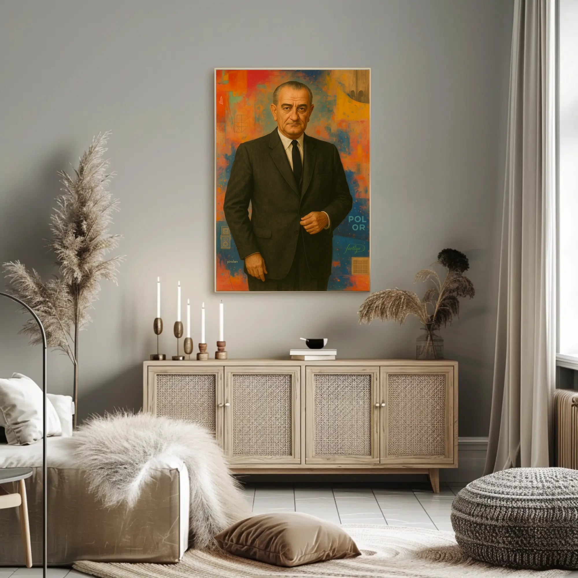 Sophisticated Portrait with Abstract Background Artistic Poster