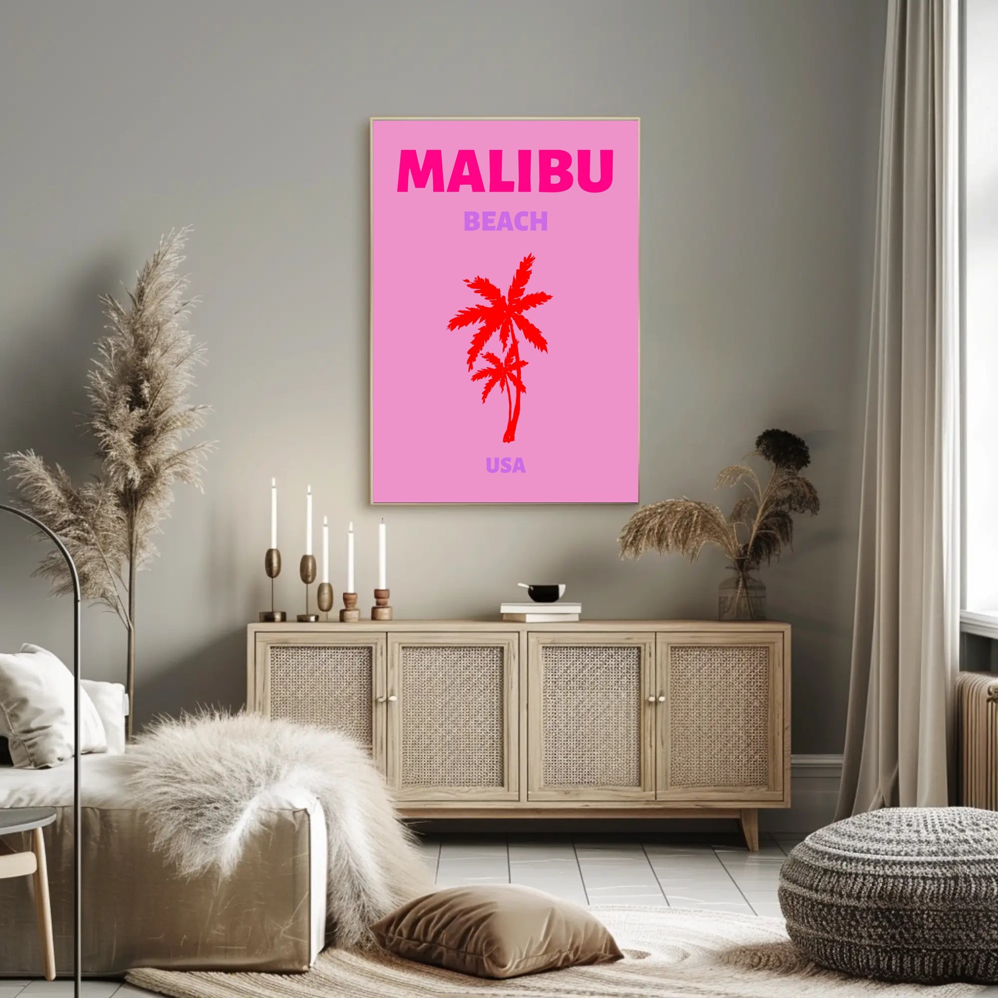 Malibu Beach Sunset Vibes Travel Poster PosterGoat
