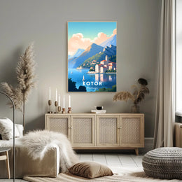 Kotor Coastal View: Mediterranean Travel Poster