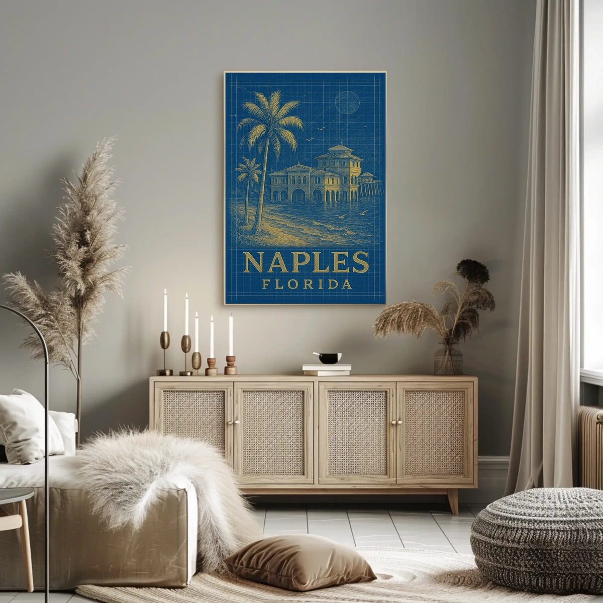 Naples Florida Poster Palm Trees Beach Vibe Wall Art