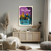 New Jersey Cityscape with Sailboat Urban or Cityscape Poster