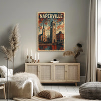 Naperville Skyline Illinois Cityscape Travel Minimalist Photography Realism Urban Collectors Poster