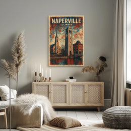 Naperville Skyline Illinois Cityscape Travel Minimalist Photography Realism Urban Collectors Poster