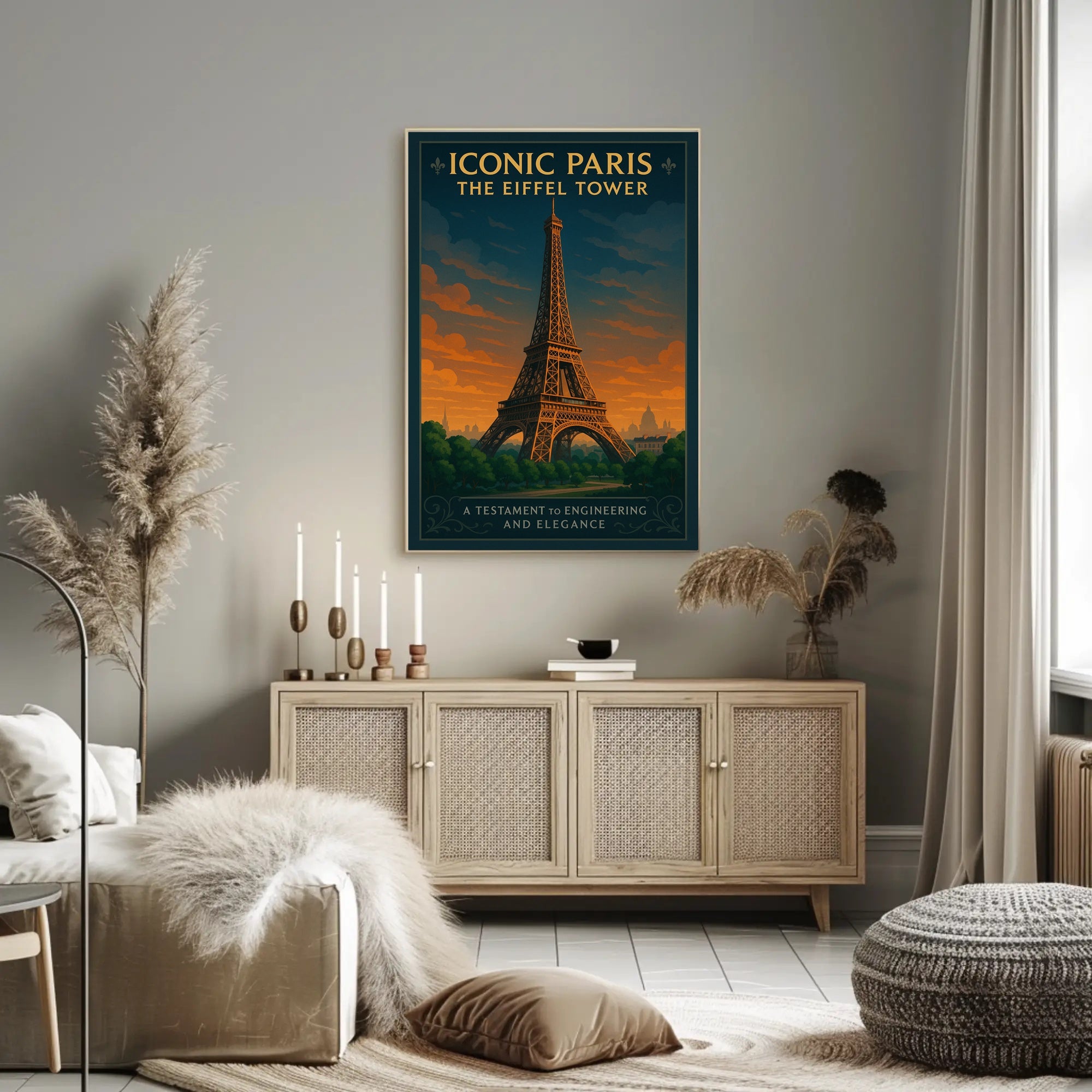 Iconic Paris Eiffel Tower Wall Art Print PosterGoat