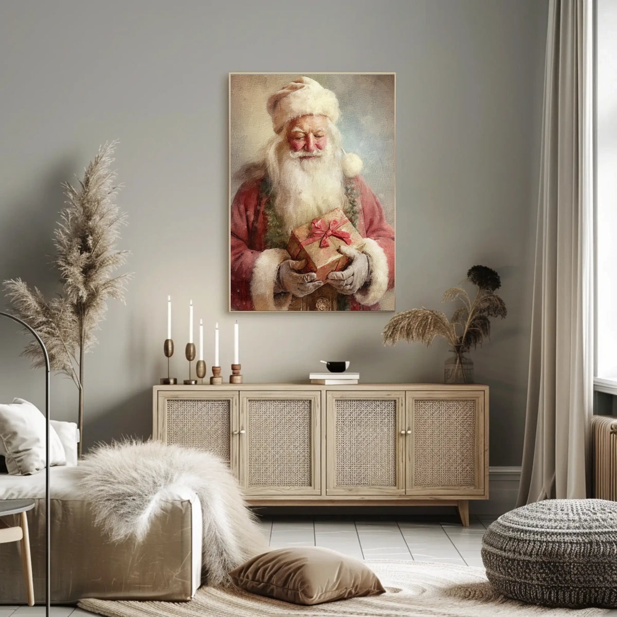 Santa Claus With A Gift Poster