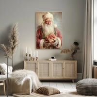 Santa Claus With A Gift Poster