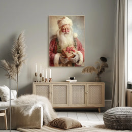 Santa Claus With A Gift Poster