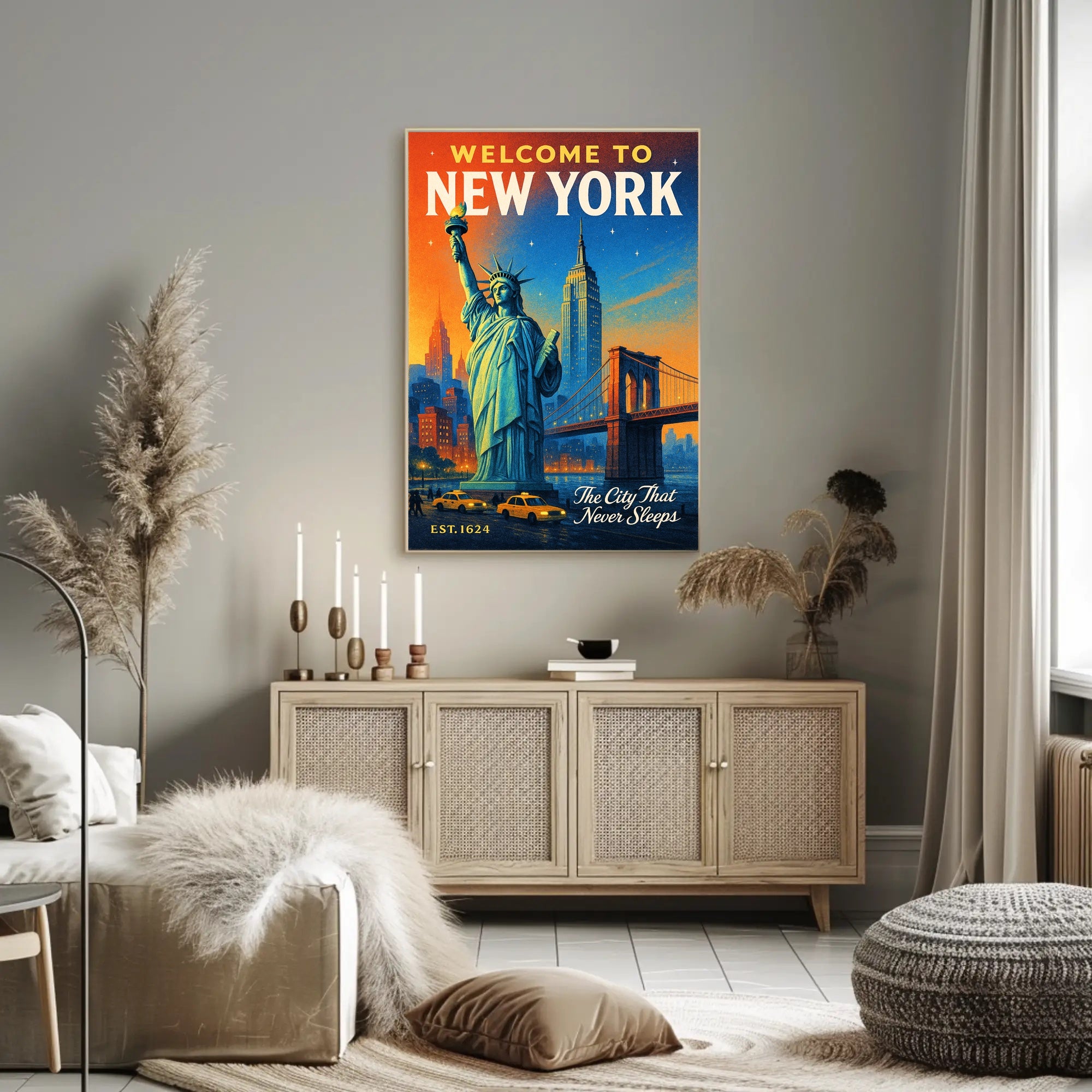 New York City Skyline Vintage Urban or Cityscape Poster