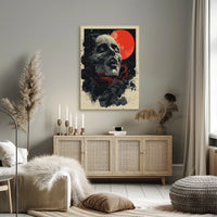 Cosmic Skull Surreal Art Poster: Eerie Fantasy Design