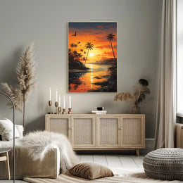 Tropical Sunset Dreamscape: Vibrant Coastal Travel Poster